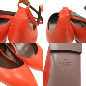 新品同様 ヴァレンティノ ガラヴァーニ ストラップ付 ポインテッドトゥ パンプス SW0S0S65 UFL LB8 レザー オレンジ 1329【中古】Valentino Garavani