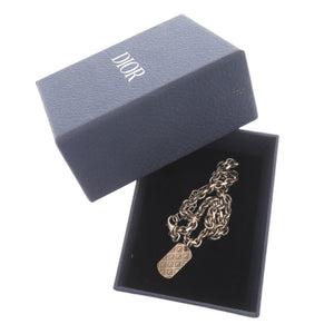 ディオール CDダイヤモンド プレート メタル シルバー ネックレス 1343【中古】Dior