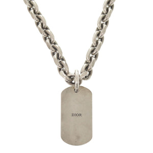 ディオール CDダイヤモンド プレート メタル シルバー ネックレス 1343【中古】Dior