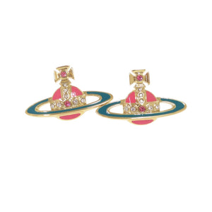 美品 ヴィヴィアンウエストウッド オーブ メタル ラインストーン マルチカラー ピアス 1345【中古】Vivienne Westwood