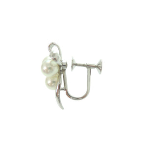 美品 ミキモト リボン パール 真珠 シルバー ホワイト イヤリング 1360【中古】MIKIMOTO
