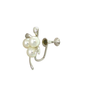 美品 ミキモト リボン パール 真珠 シルバー ホワイト イヤリング 1360【中古】MIKIMOTO
