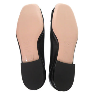 未使用 ロジェヴィヴィエ クリスタル バックル パンプス フラットシューズ レザー ブラック 1367【中古】Roger Vivier