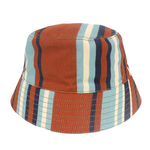 新品同様 プラダ トライアングルロゴ ストライプ サイズXL コットン マルチカラー バケットハット 帽子 1378【中古】PRADA