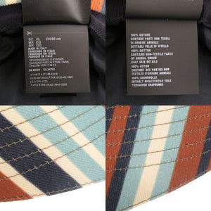 新品同様 プラダ トライアングルロゴ ストライプ サイズXL コットン マルチカラー バケットハット 帽子 1378【中古】PRADA
