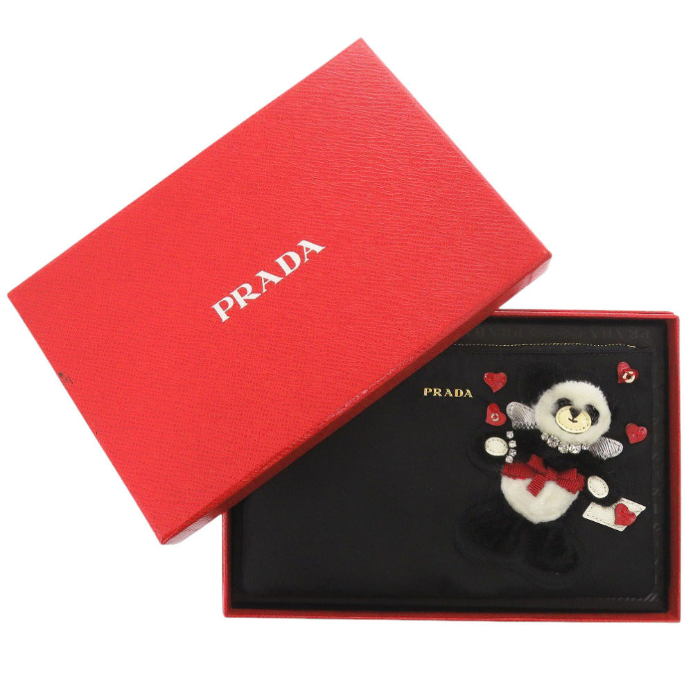 美品 プラダ パンダ ナイロン ブラック ポーチ 黒 1403【中古】PRADA