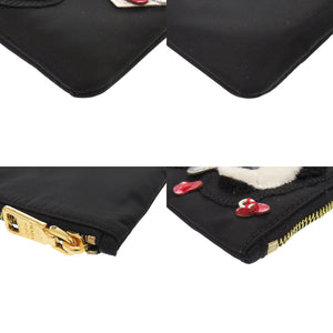 美品 プラダ パンダ ナイロン ブラック ポーチ 黒 1403【中古】PRADA