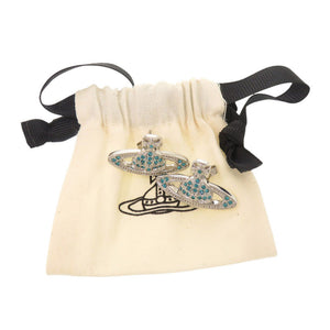 美品 ヴィヴィアンウエストウッド MINI BAS RELIEF オーブ 真鍮 ラインストーン シルバー ブルー ピアス 1412【中古】Vivienne Westwood