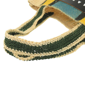 美品 マルニ カナパ トート ストライプ 麻 ベージュ イエロー ブルー トートバッグ 1422【中古】MARNI