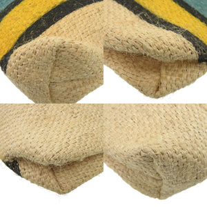 美品 マルニ カナパ トート ストライプ 麻 ベージュ イエロー ブルー トートバッグ 1422【中古】MARNI