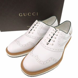 新品同様 グッチ ゴルフシューズ レザーシューズ レザー ホワイト 1438【中古】GUCCI