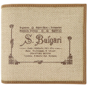 未使用 ブルガリ COLLEZIONE1910 キャンバス/カーフレザー ベージュ 二つ折り財布 1439【中古】BVLGARI