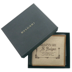 未使用 ブルガリ COLLEZIONE1910 キャンバス/カーフレザー ベージュ 二つ折り財布 1439【中古】BVLGARI