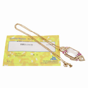 新品同様 クンツァイト14.25ct / サファイア0.80ct / ダイヤモンド0.57ct K18PG ペンダント ネックレス ブローチ ピンクゴールド ダイヤ ジュエリー 0036【中古】レディース