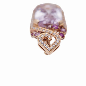 新品同様 クンツァイト14.25ct / サファイア0.80ct / ダイヤモンド0.57ct K18PG ペンダント ネックレス ブローチ ピンクゴールド ダイヤ ジュエリー 0036【中古】レディース