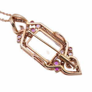 新品同様 クンツァイト14.25ct / サファイア0.80ct / ダイヤモンド0.57ct K18PG ペンダント ネックレス ブローチ ピンクゴールド ダイヤ ジュエリー 0036【中古】レディース