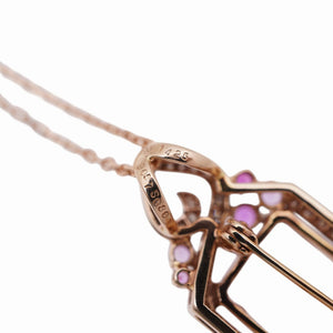 新品同様 クンツァイト14.25ct / サファイア0.80ct / ダイヤモンド0.57ct K18PG ペンダント ネックレス ブローチ ピンクゴールド ダイヤ ジュエリー 0036【中古】レディース