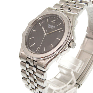 美品 セイコー クレドール パシフィーク GCAR007 8J81-6A20 SS K18ホワイトゴールド ブラック クオーツ 腕時計 シルバー 黒文字盤 0040【中古】SEIKO