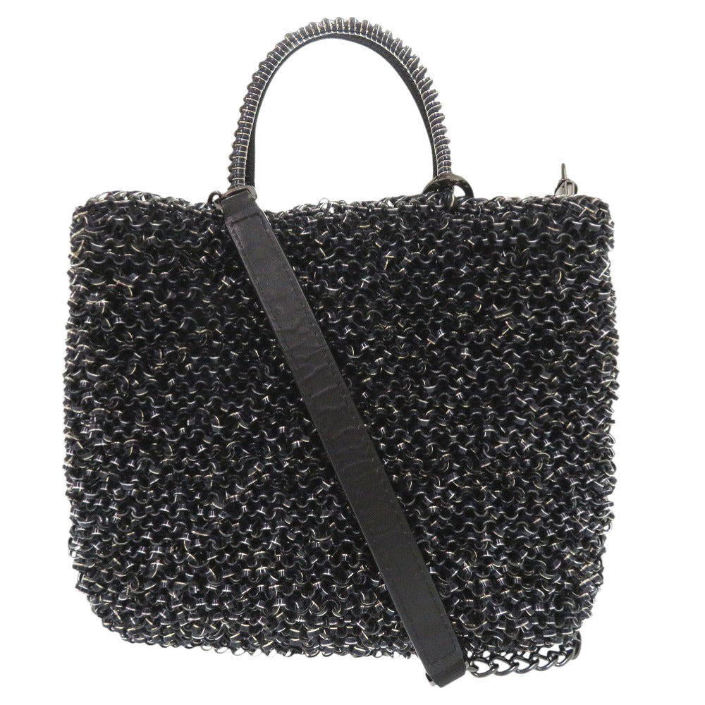 新品同様 アンテプリマ ワイヤーバッグ PVC シルバーネイビー系 ブラック 2WAY ハンドバッグ ショルダーバッグ 0061【中古】ANTEPRIMA