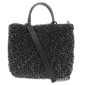 新品同様 アンテプリマ ワイヤーバッグ PVC シルバーネイビー系 ブラック 2WAY ハンドバッグ ショルダーバッグ 0061【中古】ANTEPRIMA