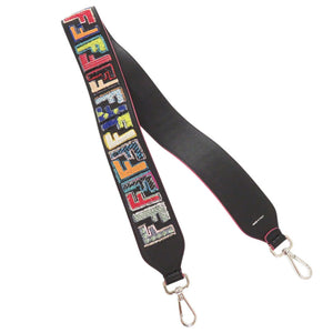 新品同様 フェンディ FFロゴ レザー スパンコール マルチカラー ショルダーストラップ 0065【中古】FENDI