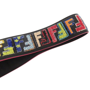 新品同様 フェンディ FFロゴ レザー スパンコール マルチカラー ショルダーストラップ 0065【中古】FENDI