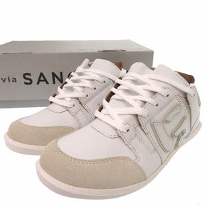 未使用品 サンガッチョ via SANGACIO × BRANDALISED スニーカー にゅ～ず ブランダライズド バンクシー レザー ホワイト 0066【中古】Sangacio