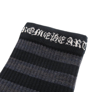 未使用 クロムハーツ 靴下 3点セット ボーダー柄 コットン ブラック レッド グレー ソックス 黒 0089【中古】CHROME HEARTS