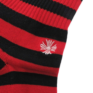 未使用 クロムハーツ 靴下 3点セット ボーダー柄 コットン ブラック レッド グレー ソックス 黒 0089【中古】CHROME HEARTS