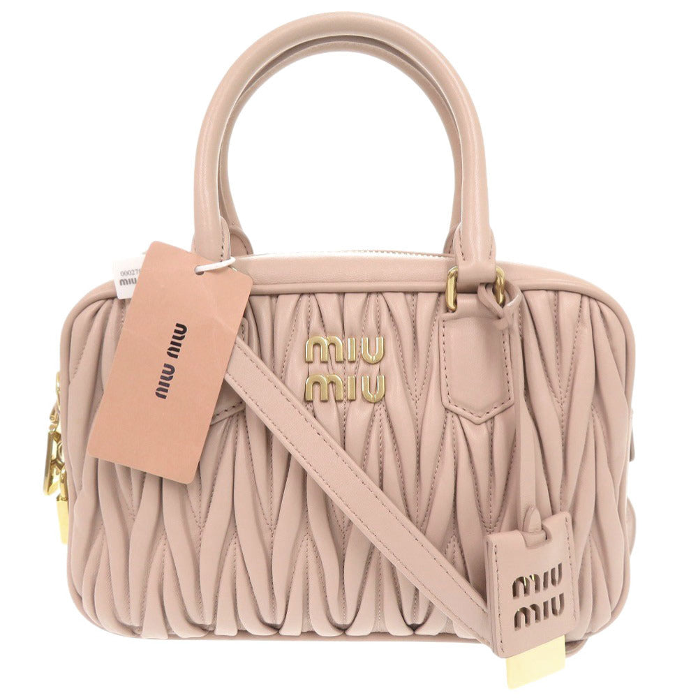 新品同様 ミュウミュウ マテラッセ アルカディ 5BB124 レザー ピンク 2WAY ハンドバッグ ショルダーバッグ 0122【中古】MIUMIU