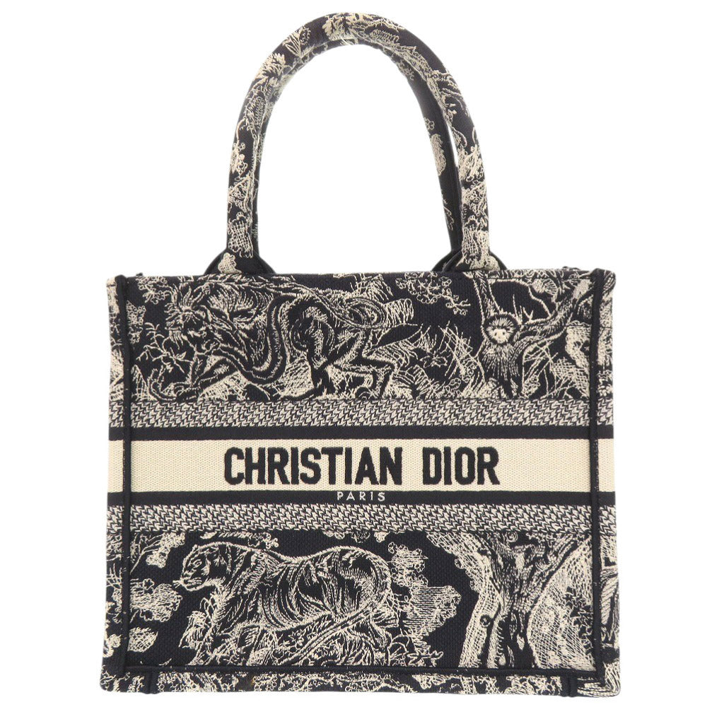 美品 クリスチャンディオール ブックトート スモール トワル ドゥ ジュイ リバース エンブロイダリー M1265ZRGO コットン ブルー ホワイト トートバッグ 0130【中古】Christian Dior