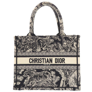 美品 クリスチャンディオール ブックトート スモール トワル ドゥ ジュイ リバース エンブロイダリー M1265ZRGO コットン ブルー ホワイト トートバッグ 0130【中古】Christian Dior