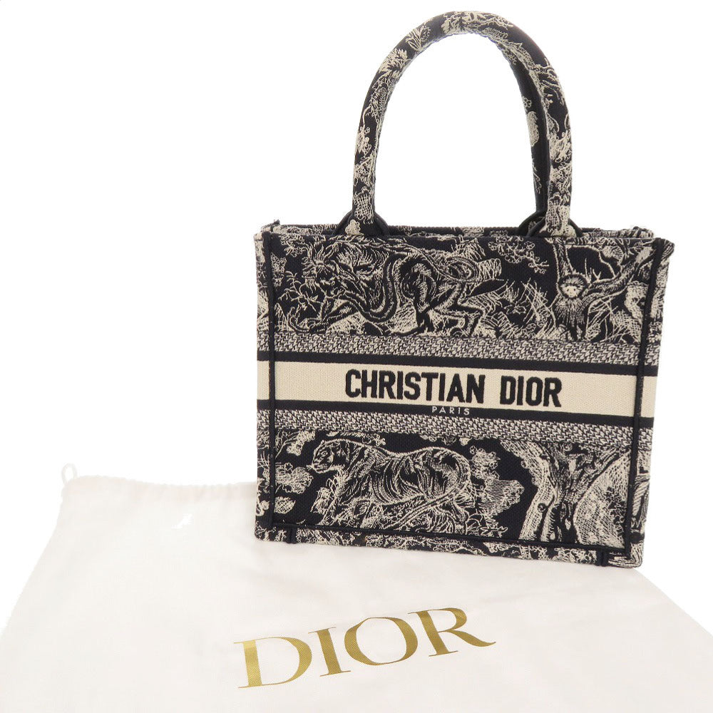 美品 クリスチャンディオール ブックトート スモール トワル ドゥ ジュイ リバース エンブロイダリー M1265ZRGO コットン ブルー ホワイト トートバッグ 0130【中古】Christian Dior