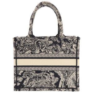 美品 クリスチャンディオール ブックトート スモール トワル ドゥ ジュイ リバース エンブロイダリー M1265ZRGO コットン ブルー ホワイト トートバッグ 0130【中古】Christian Dior