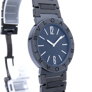 新品同様 ブルガリ クオーツ ブルガリブルガリ ブラックDLCコーティング BB33S 腕時計 SS ブラック 黒文字盤 0175【中古】BVLGARI