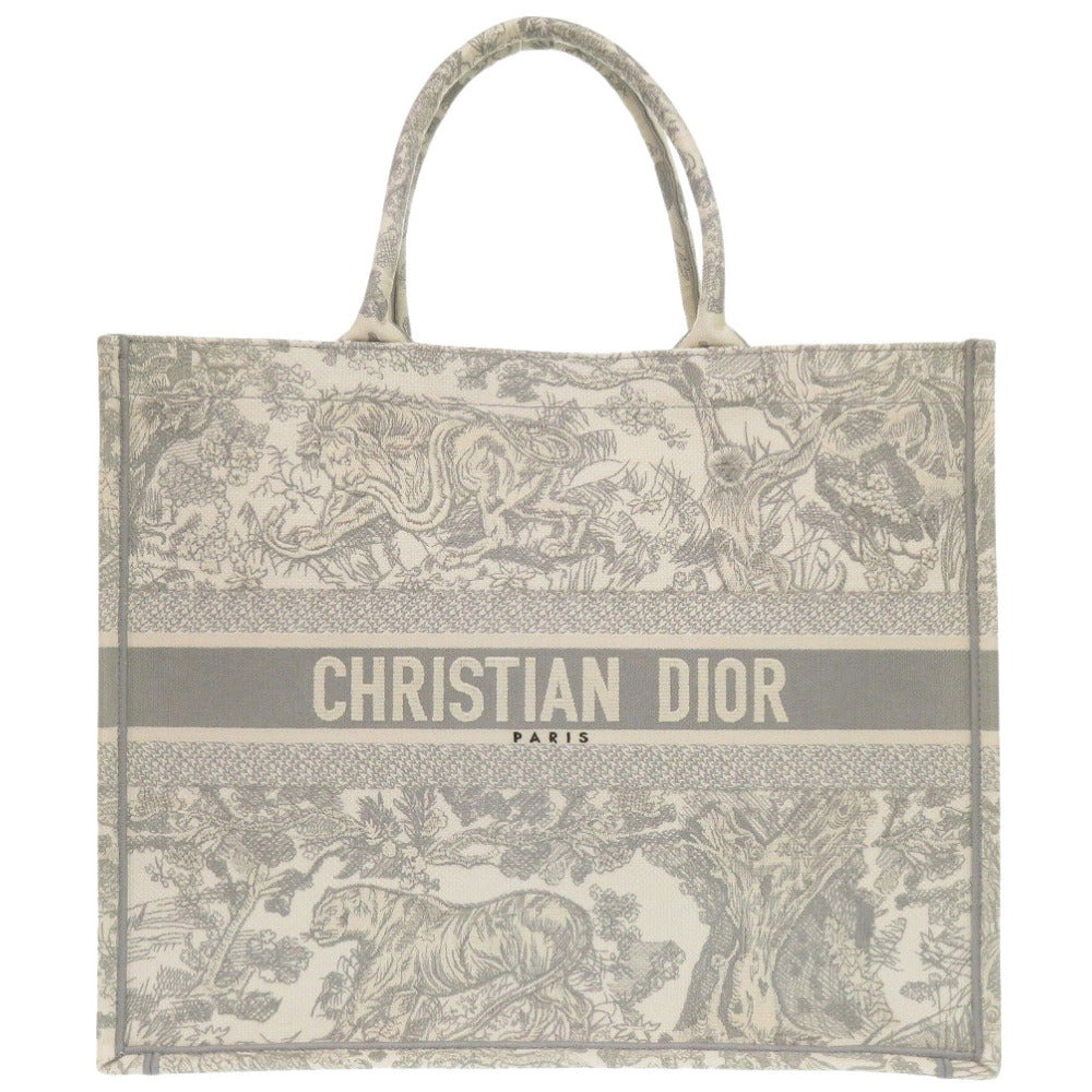 新品同様 クリスチャンディオール ブックトート ラージ キャンバス グレー トートバッグ 0189【中古】Christian Dior