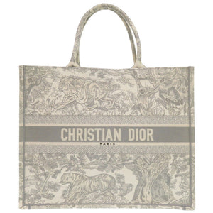 新品同様 クリスチャンディオール ブックトート ラージ キャンバス グレー トートバッグ 0189【中古】Christian Dior