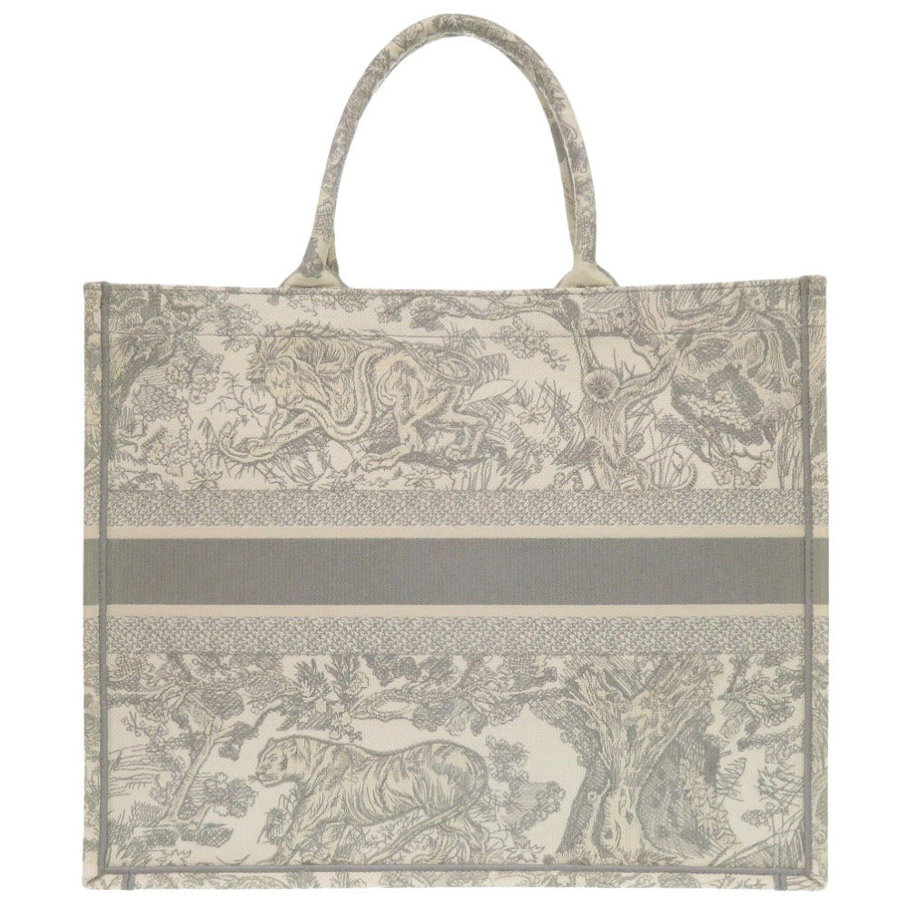 新品同様 クリスチャンディオール ブックトート ラージ キャンバス グレー トートバッグ 0189【中古】Christian Dior
