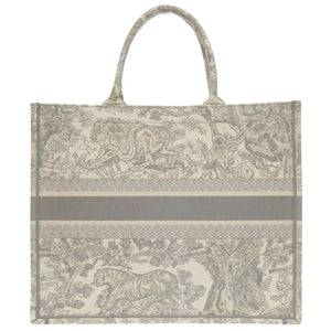 新品同様 クリスチャンディオール ブックトート ラージ キャンバス グレー トートバッグ 0189【中古】Christian Dior