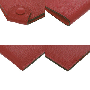 美品 エルメス タルマックPM シェーブル ルージュカザック シルバー金具 □Q刻印(2013年製) カードケース 財布 0192【中古】HERMES