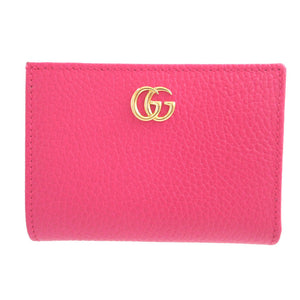 新品同様 グッチ 772738 GGマーモント レザー ピンク 2つ折り財布 財布 0193【中古】GUCCI
