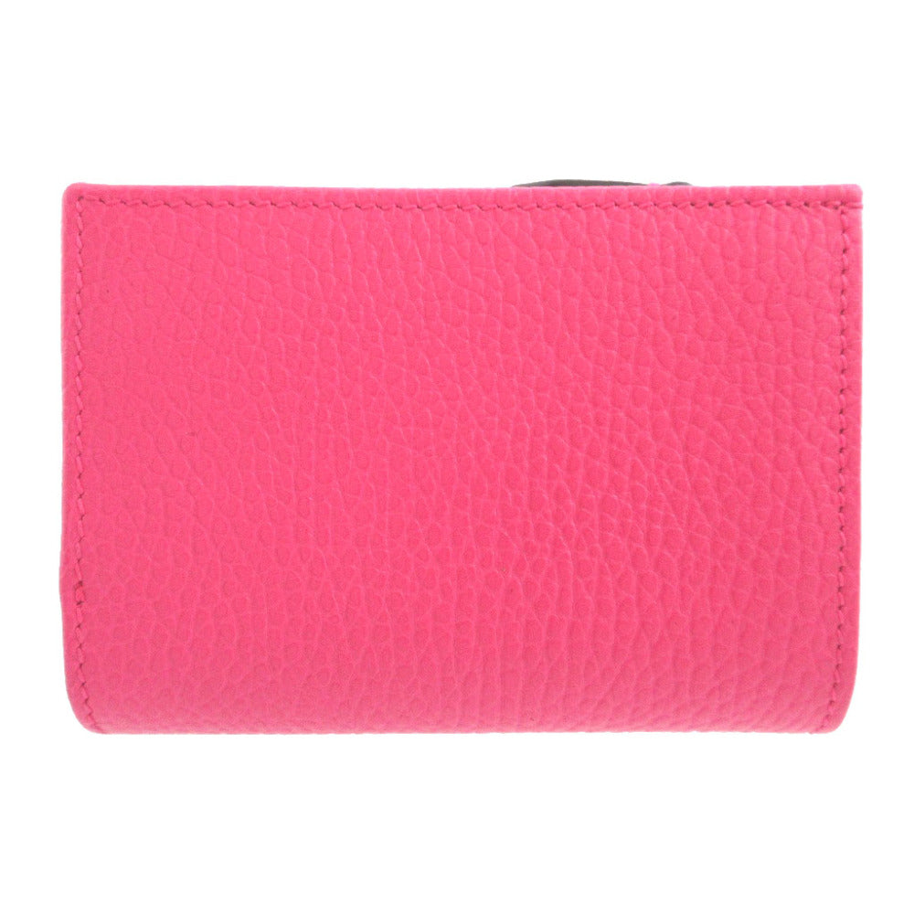 新品同様 グッチ 772738 GGマーモント レザー ピンク 2つ折り財布 財布 0193【中古】GUCCI