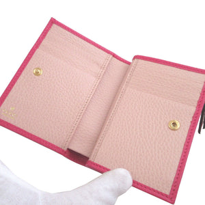 新品同様 グッチ 772738 GGマーモント レザー ピンク 2つ折り財布 財布 0193【中古】GUCCI