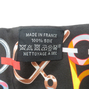 美品 エルメス ツイリー Do Re Boucles 063951S シルク ノワール ローズ マルチカラー ブラック スカーフ 0208-1【中古】HERMES