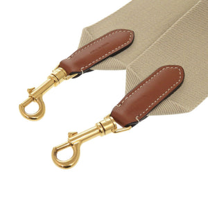 新品同様 セリーヌ ジャガード ショートストラップ 49S022 キャンバス レザー ベージュ ショルダーストラップ 0232【中古】CELINE