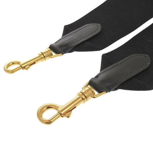 新品同様 セリーヌ ジャガード ロングストラップ 49S012 キャンバス レザー ブラック ショルダーストラップ 黒 0233【中古】CELINE