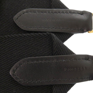 新品同様 セリーヌ ジャガード ロングストラップ 49S012 キャンバス レザー ブラック ショルダーストラップ 黒 0233【中古】CELINE