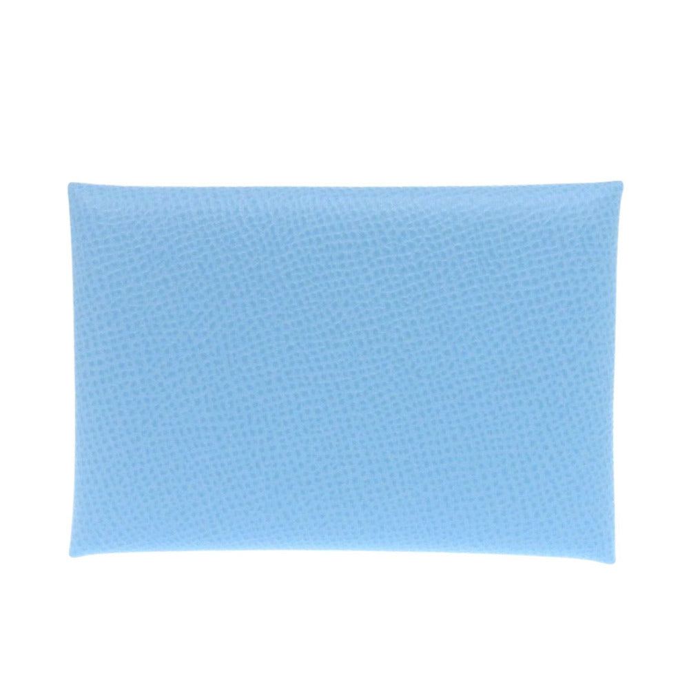 未使用 エルメス カルヴィデュオ セレスト ヴォーエプソン B刻印(2023年製) カードケース 水色 0237【中古】HERMES