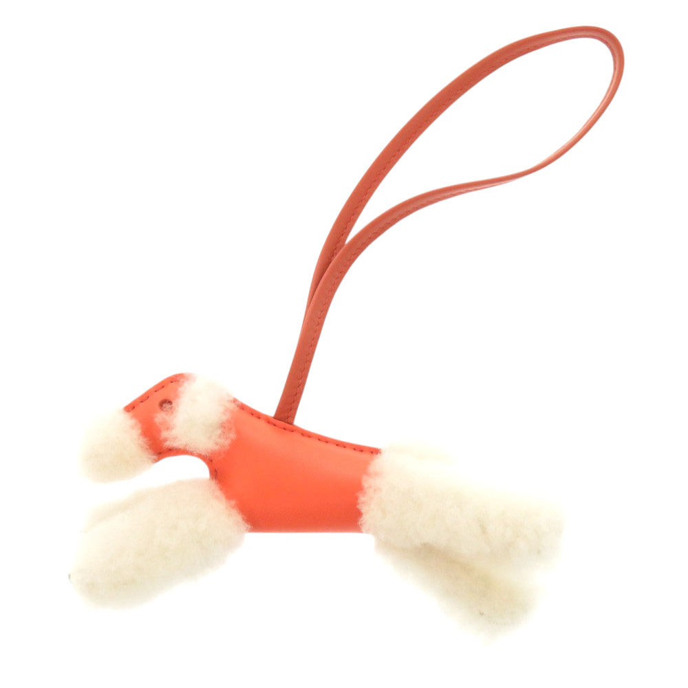 新品同様 エルメス バディ ムートン アニューミロ ローズテキサス コルナリン エクリュ U刻印(2022年製) バッグチャーム 0239 【中古】 HERMES