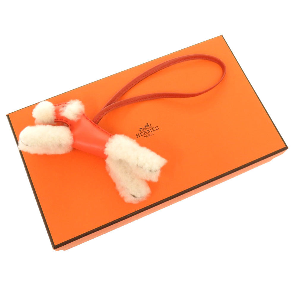 新品同様 エルメス バディ ムートン アニューミロ ローズテキサス コルナリン エクリュ U刻印(2022年製) バッグチャーム 0239 【中古】 HERMES